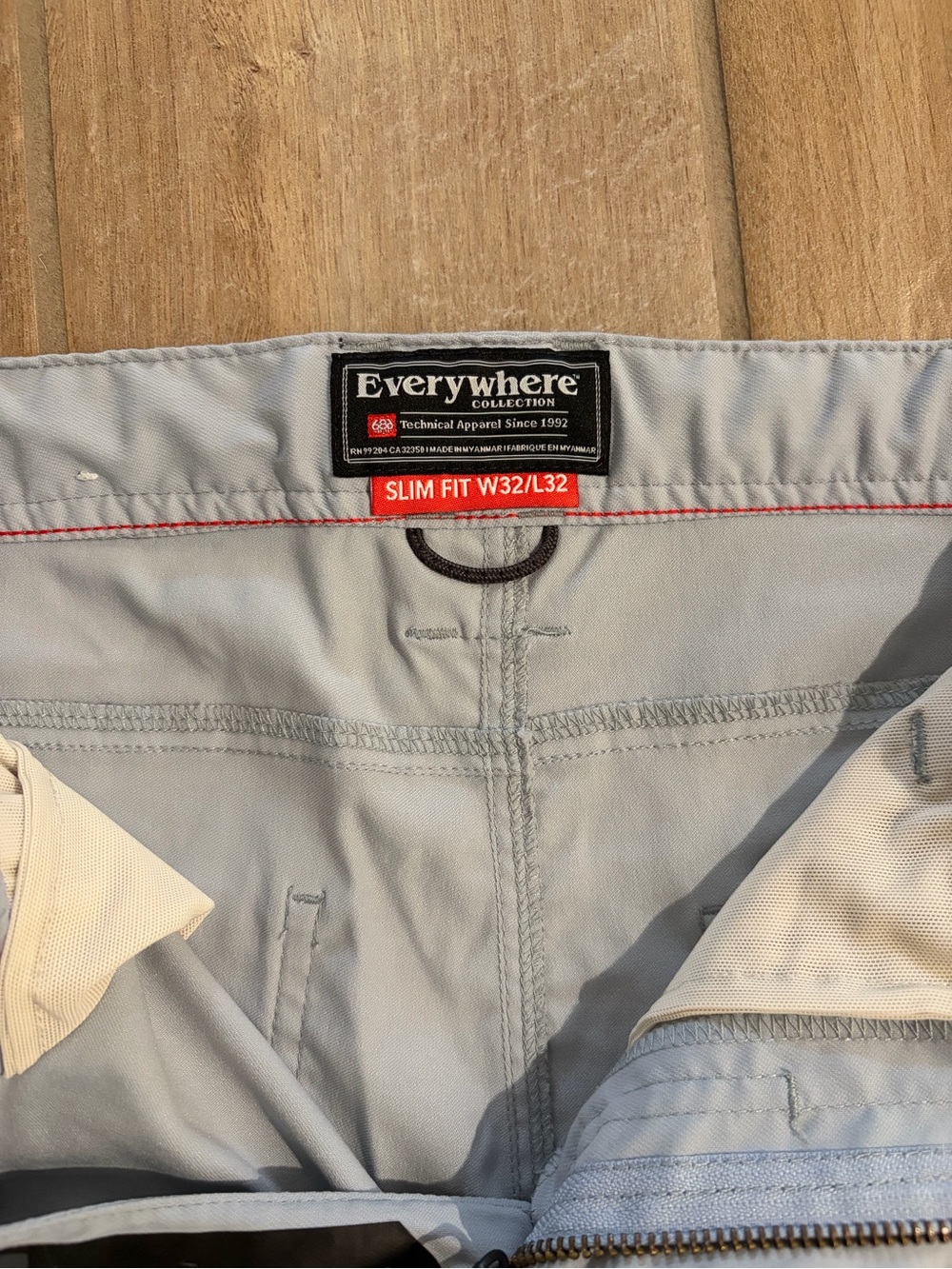 686 Men’s Everywhere Pants - Slim 32x32 Light Blue Drawstring Chinos - Picture 2 of 5